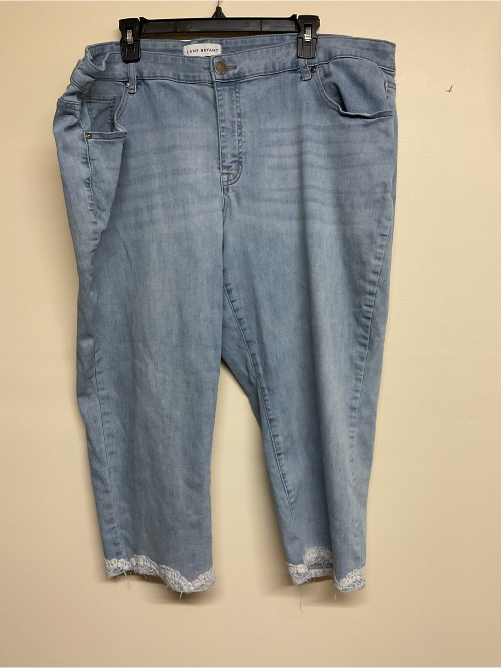 Lane Bryant Light Blue Cropped Jeans with Lace Hem